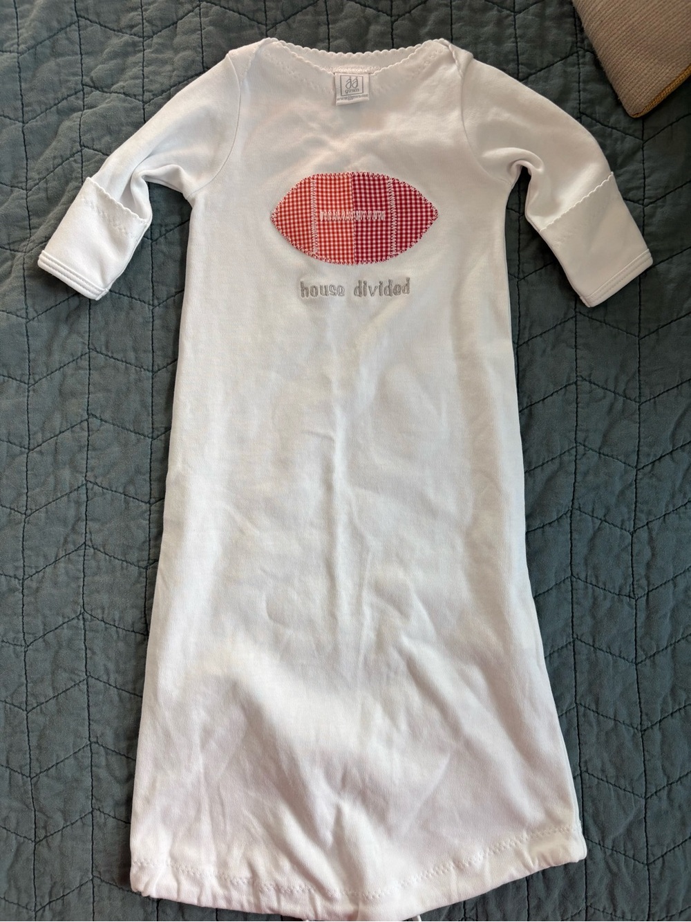 House Divided Baby Gown with Red and Orange Football Applique
